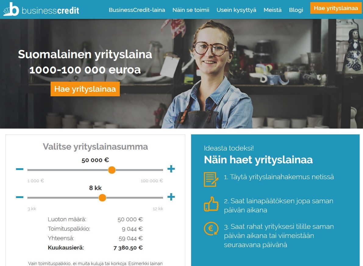 BusinessCredit on passeli helppo ja yrityslaina