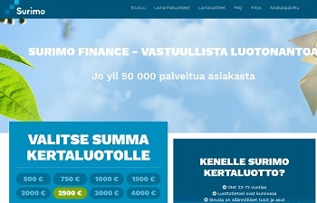 Surimo Financelta saat lainaa heti viipymättä ja ilman piilokuluja
