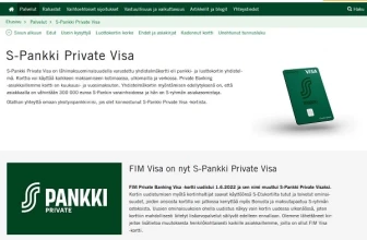 S-Pankki Private Visa -luottokortti esittely
